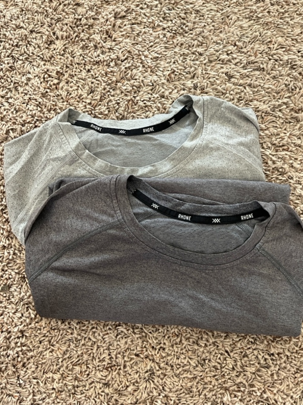 RHONE Large Long Sleeve Crew Neck Shirts in Light Gray and Dark Gray